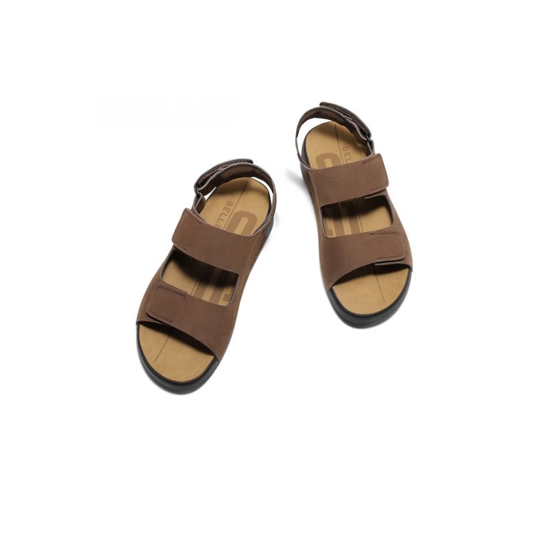 "Toast" Soft-Bounce Sandals - Genuine Leather Adjustable Magic-Tape Slides (8GG02)