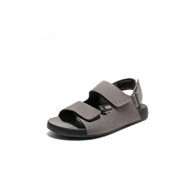 "Toast" Soft-Bounce Sandals - Genuine Leather Adjustable Magic-Tape Slides (8GG02) - Image 2