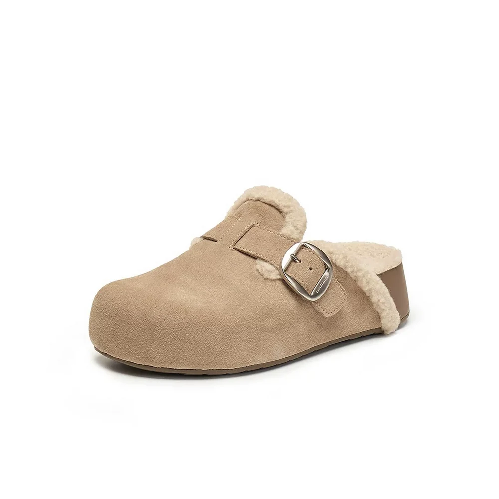 Private Label Plush-Collar Mules — E6U1D E6U1D