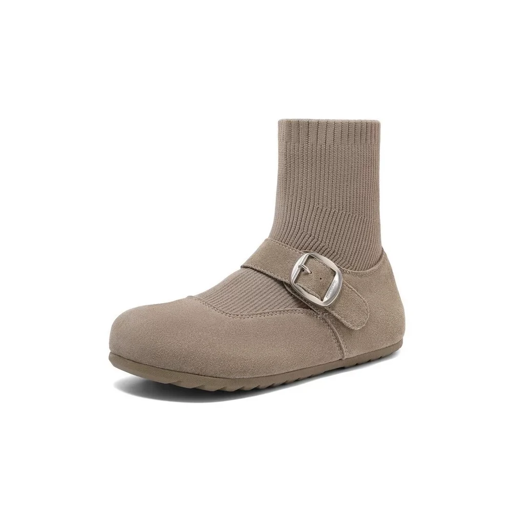 Ribbed-Collar Ankle Boot Supplier — D2B1D D2B1D